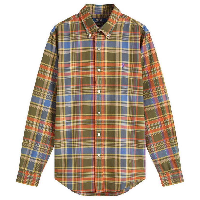 Paita Polo by Ralph Lauren Ralph Lauren Custom Brushed Twill Plaid Oxford Shirt, Size Large Oranssi | 710961339003
