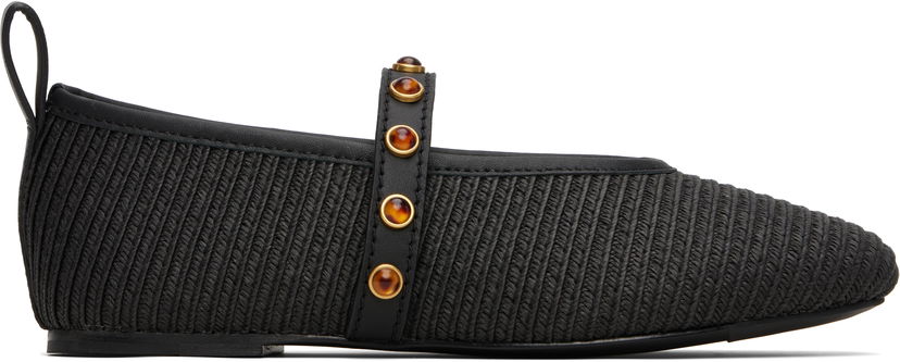 Mekko rag & bone rag & bone Spire Straw Mary Jane Ballerina Flats Musta | WFF25PF1003ST3