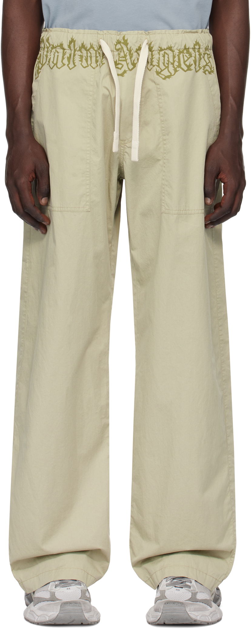Cargo housut Palm Angels Loose-Fit Cargo Pants With Logo Waistband Beige | PMCA117S25FAB0026156