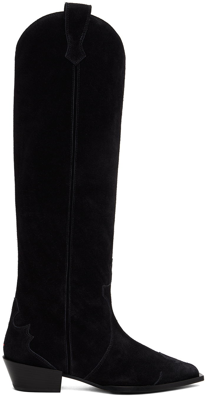 Vaatteet Aeyde Aeyde Aruna Suede Cowboy Tall Boots Musta | A11-KB-ARUP40CH-223-800-022