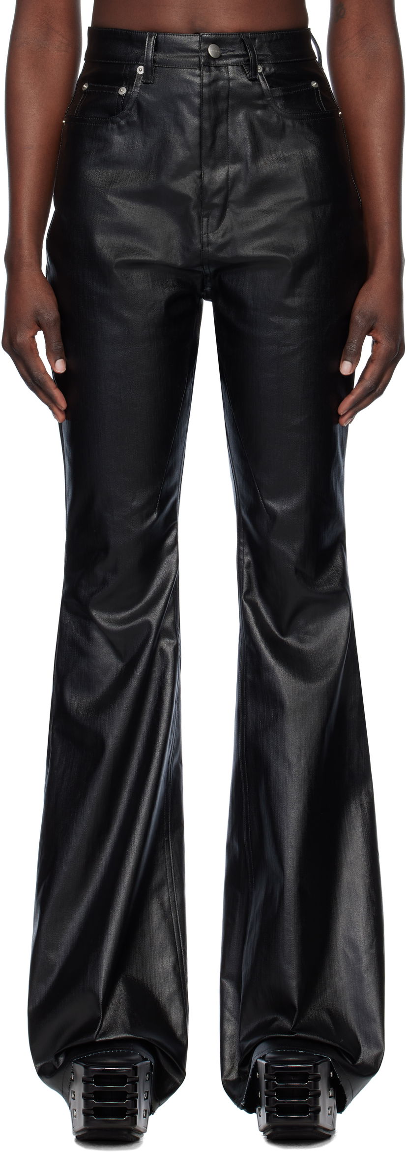 Jeans Rick Owens Rick Owens Hollywood Bolan Bootcut Coated Jeans Musta | RP01E7329 SCT