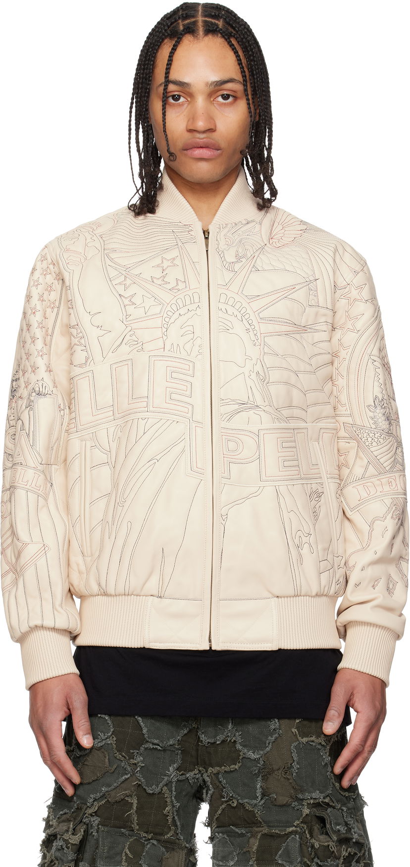 Bomber-takki Who Decides War Who Decides War Pelle Pelle Edition Monument Leather Jacket Beige | 1131500019SS25
