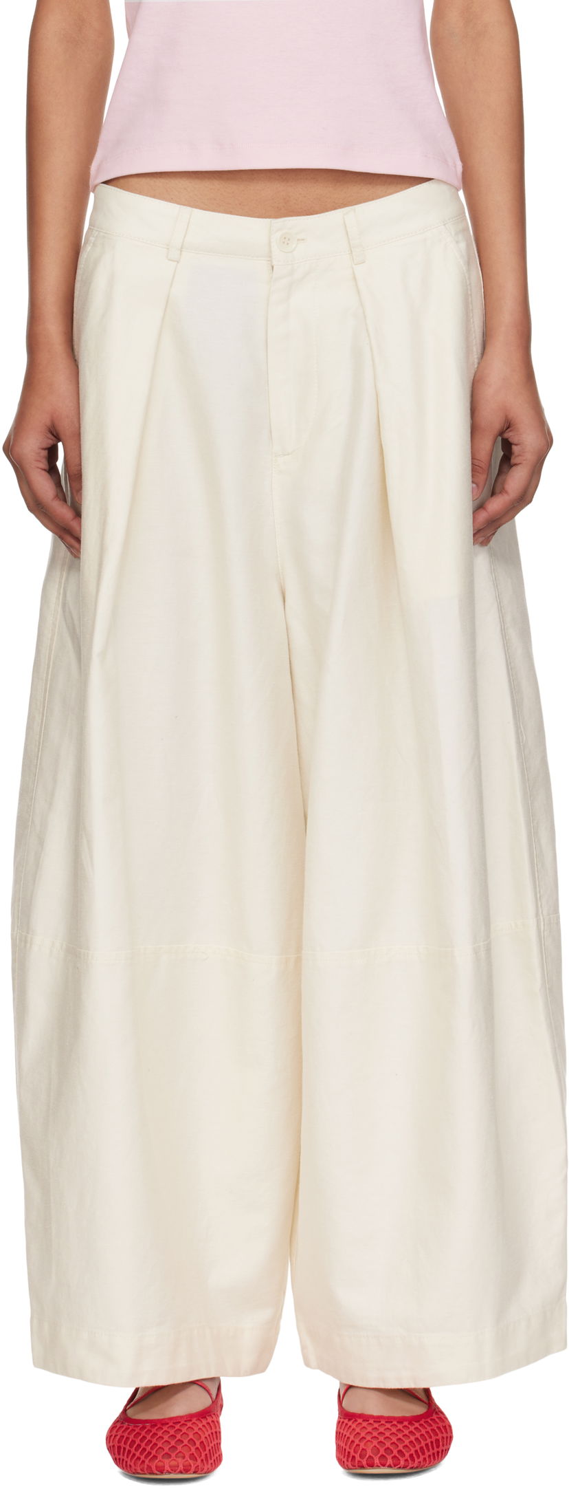 Housut YMC YMC Deadbeat Wide-Leg Trousers Valkoinen | Q4YMF