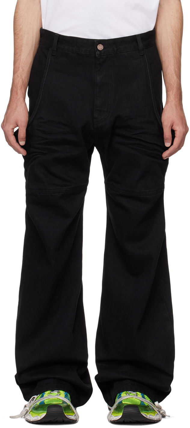 Cargo housut We11done Wire Relaxed-Fit Jeans Musta | WD-DP0-24-339-M-BK