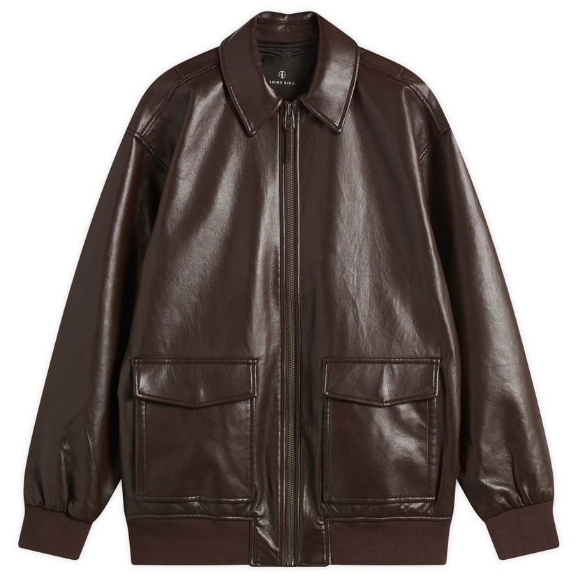 Bomber-takki Anine Bing Anine Bing Kelanie Leather Bomber Jacket Ruskea | A-01-7185-BWN43