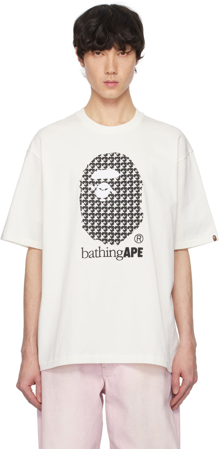 T-paita BAPE Houndstooth Graphic T-Shirt Valkoinen | 001TEK801329M