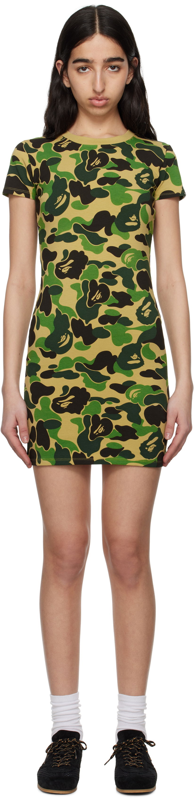 Mekko BAPE A Bathing Ape ABC Camo Jersey Minidress Vihreä | 001OPL302001L