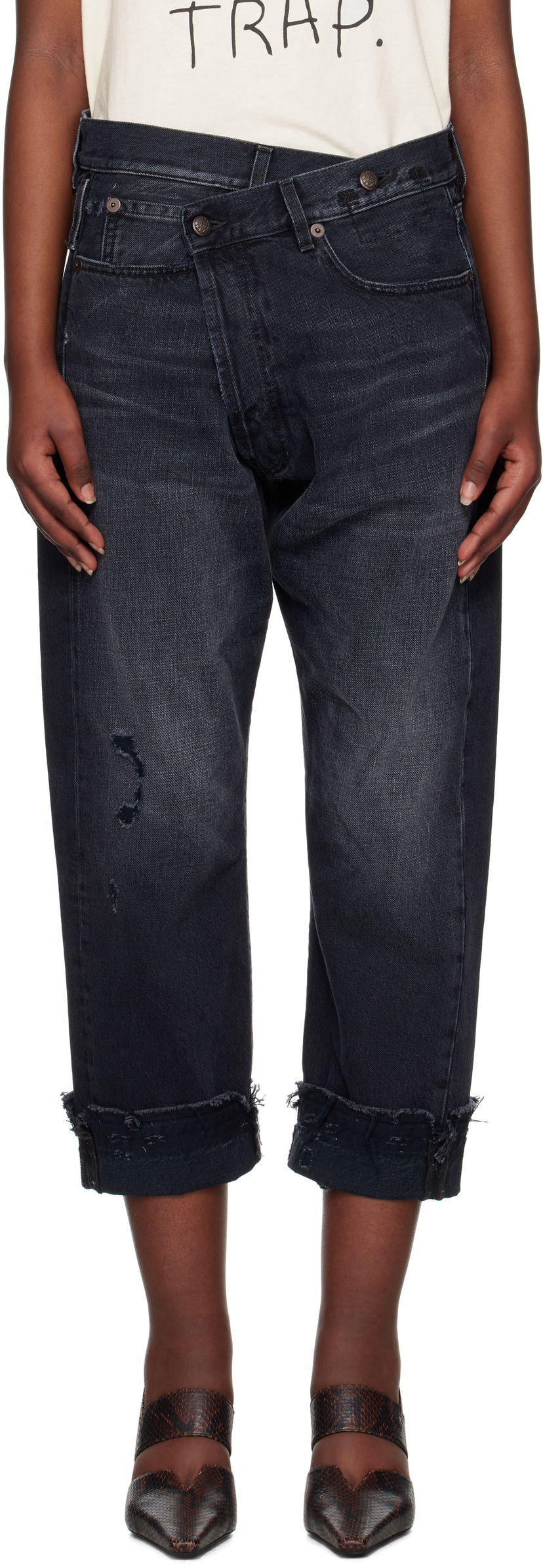 Jeans R13 R13 Crossover Cropped Jeans Musta | R13W2048-394