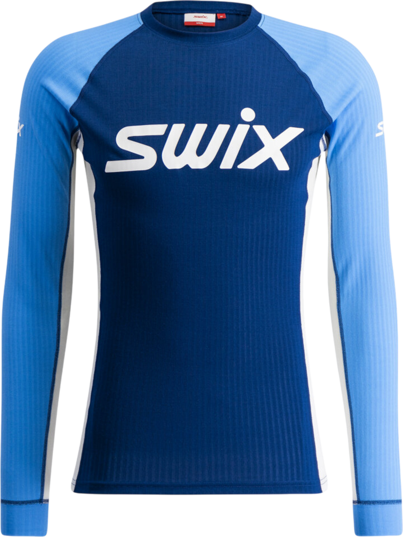 T-paita SWIX Long-Sleeve Ribbed Crew Neck Shirt RaceX Classic Sininen | 10115-23-72105