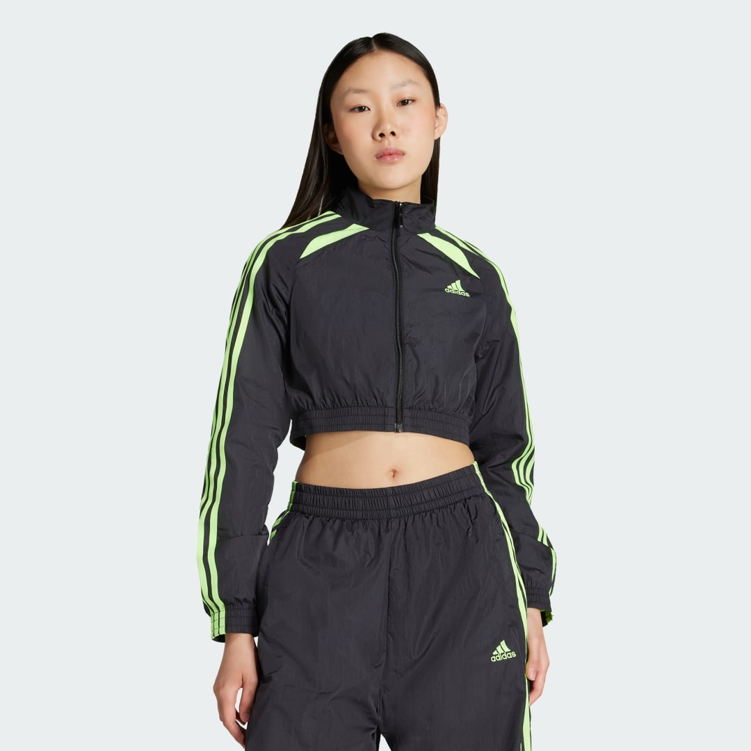 Tuulitakki adidas Performance Teamgeist Adicolor Cropped Track Jacket Musta | JZ8273, 0