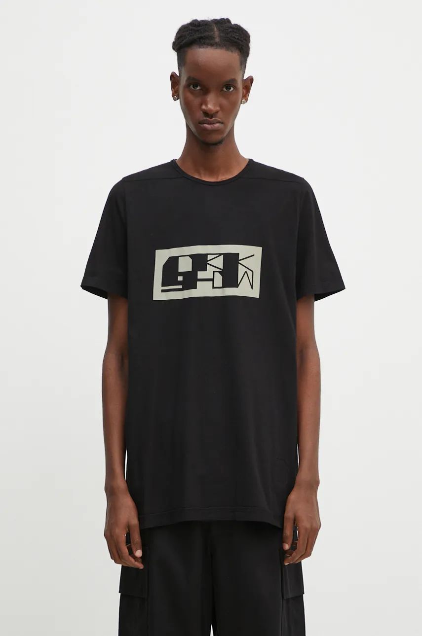 T-paita Rick Owens Level T-Shirt With Print Musta | DU02D2250.RNEP2P, 0
