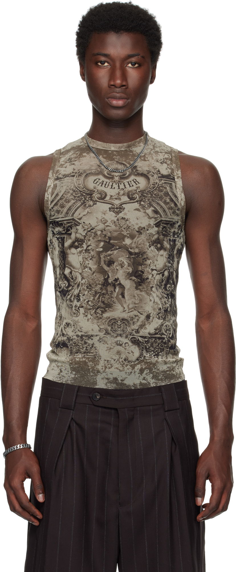 Tankkitoppi Jean Paul Gaultier Jean Paul Gaultier Oversized Medallion Tank Top Vihreä | 25/03-W-TO304-M006P-6965