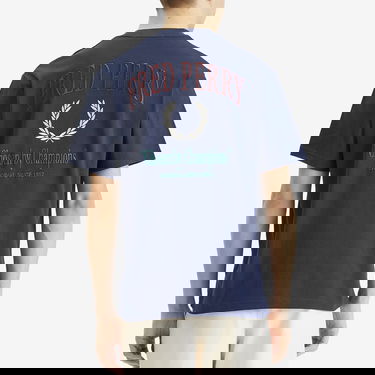 T-paita Fred Perry Champion Embroidered T-Shirt, Size Large Tummansininen | M9826-X86, 3