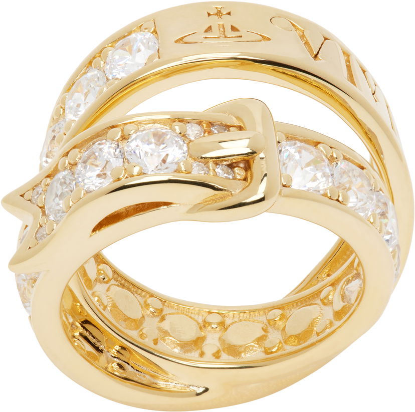 Sormus Vivienne Westwood Vivienne Westwood Gold-Tone Crystal Belt Ring Keltainen | 6404016J-01R102-SM