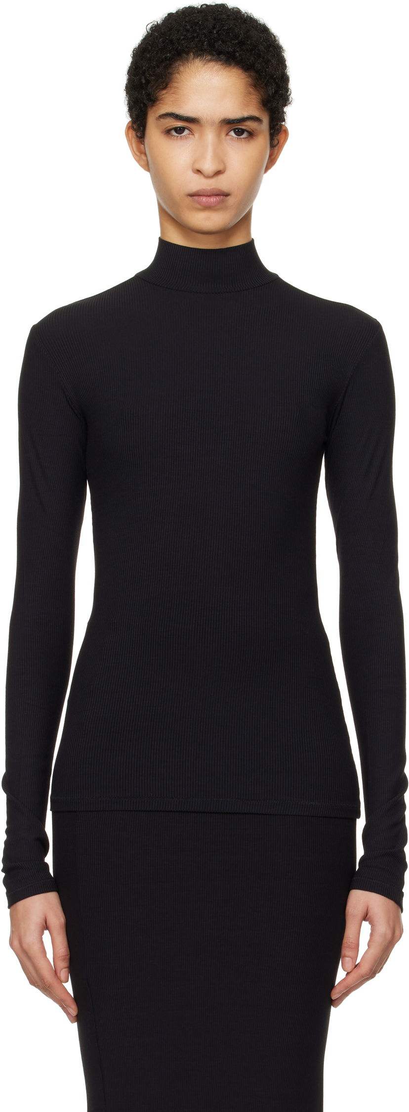Villapaita SKIMS SKIMS Soft Lounge Mock Neck Long Sleeve Top Musta | LS-LST-6329W