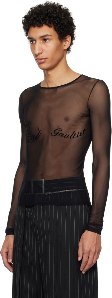 Body Jean Paul Gaultier Jean Paul Gaultier Signature Mesh Long Sleeve T-Shirt Musta | 25/33-F-TO263I-T005-00, 3