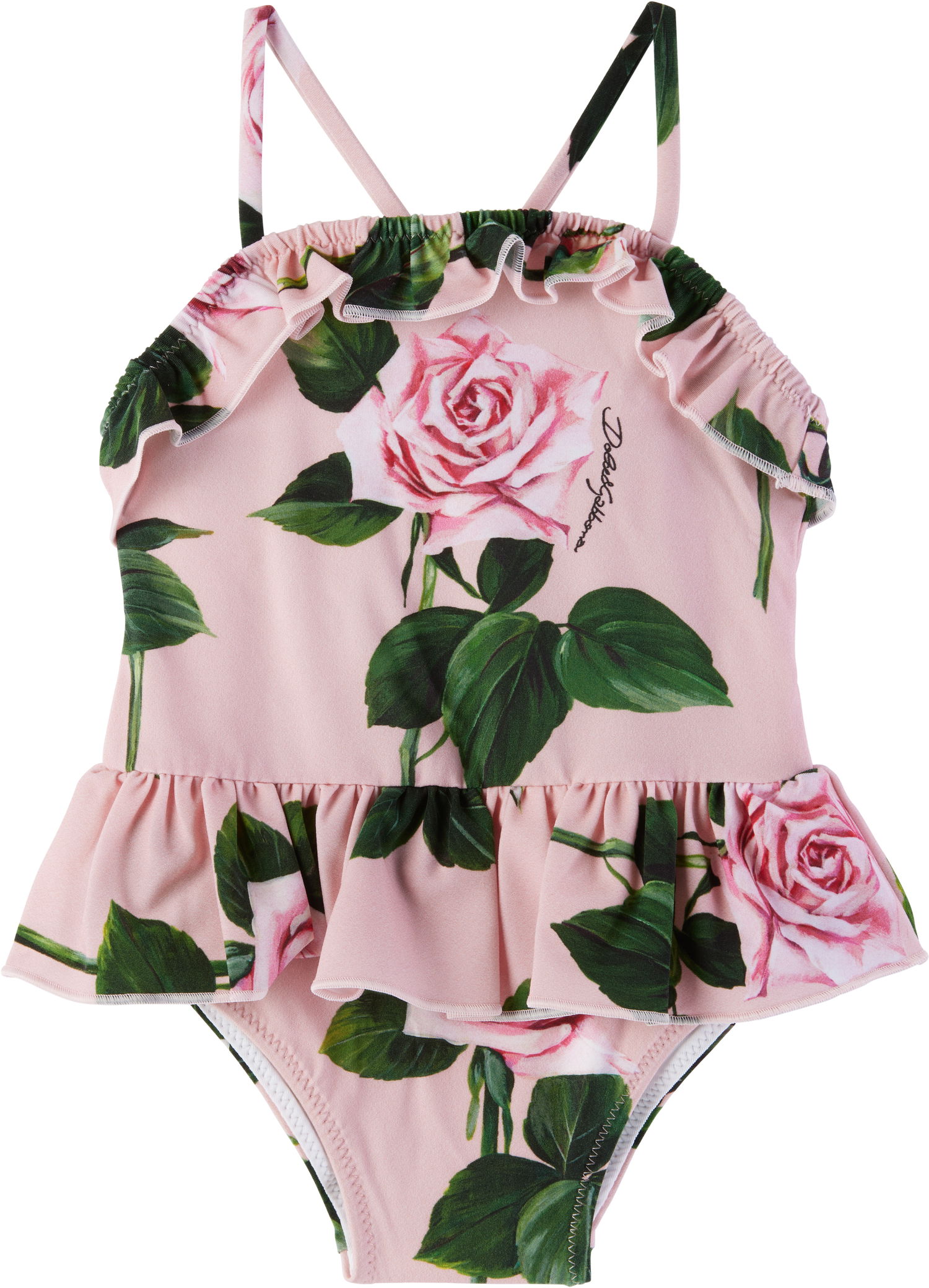 Uimapuvut Dolce & Gabbana Dolce&Gabbana Rose-Print Swimsuit with Ruffles Vaaleanpunainen | L2J861 ON04Q, 0