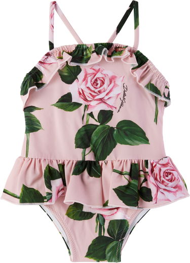 Uimapuvut Dolce & Gabbana Dolce&Gabbana Rose-Print Swimsuit with Ruffles Vaaleanpunainen | L2J861 ON04Q, 0