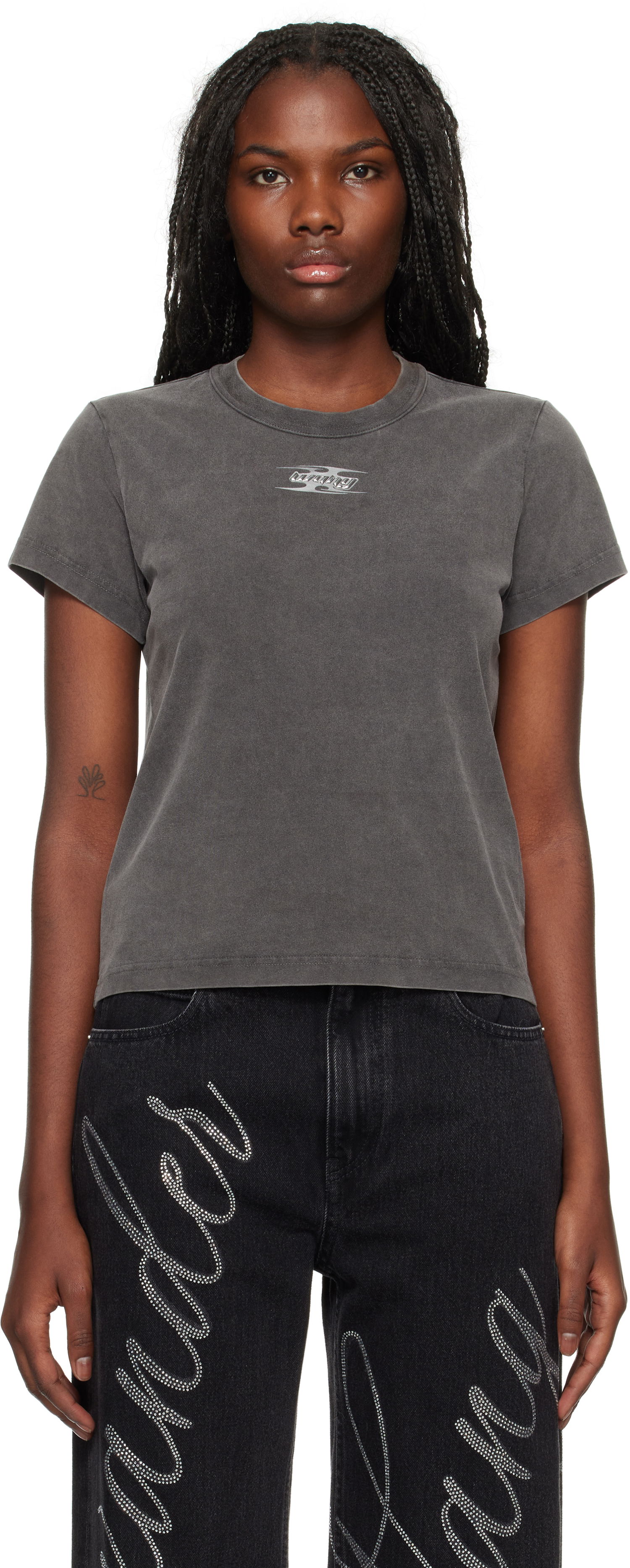 T-paita Alexander Wang Blade Logo Embossed T-Shirt Harmaa | 4CC4241514, 0