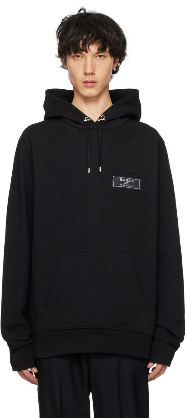 Huppari Balmain Patch Hoodie Musta | CH1JT047JB53
