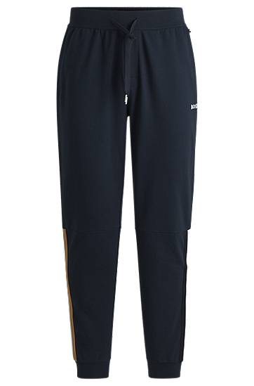 Verryttelyhousut BOSS Stretch-Cotton Tracksuit Bottoms with Logo Tummansininen | 50525246