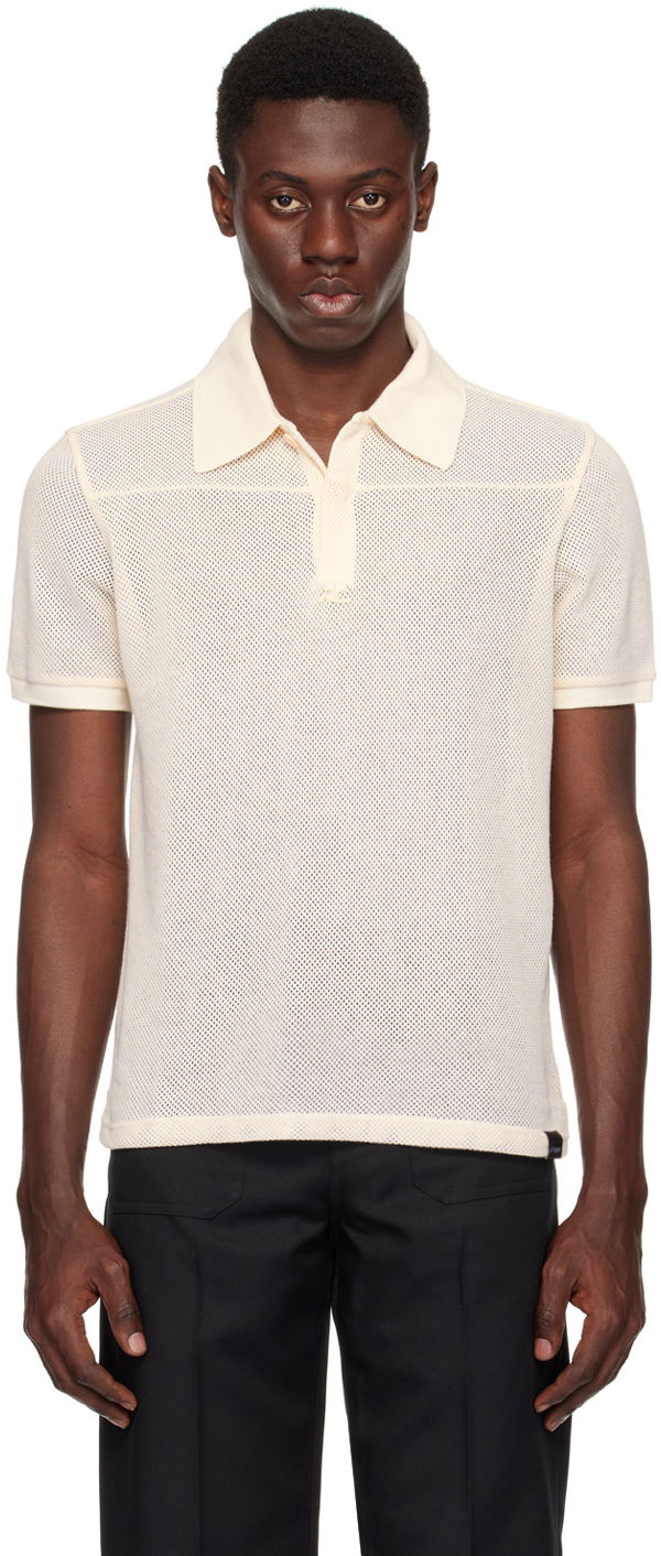 Poolopaita Courrèges Mesh Knit Polo Beige | 124JPO025JS0069