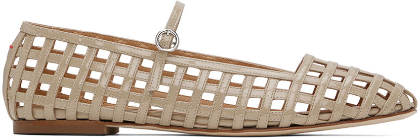 Kengänhoito Aeyde Aeyde Uma Caged Mary-Jane Ballerina Flats Beige | A11-FL-RKLS8 FL68-FW24-957-066