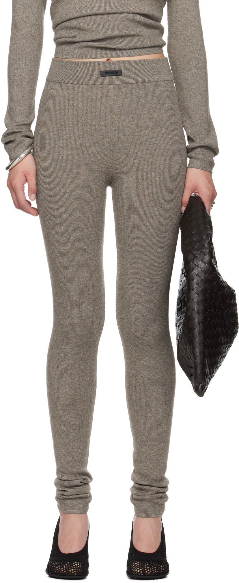 Leggingsit Fear of God Fear of God ESSENTIALS Soft Rib Leggings Harmaa | 192SP257493FW