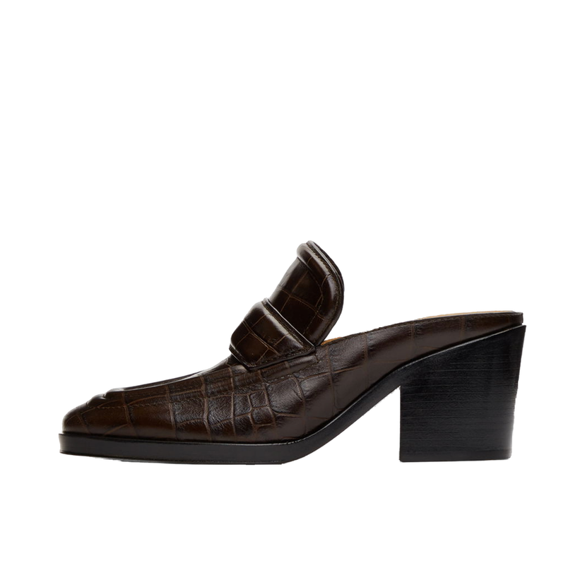 Tennarit ja kengät Bottega Veneta Croc Embossed Leather Heeled Mules Ruskea | 651366 V0G80