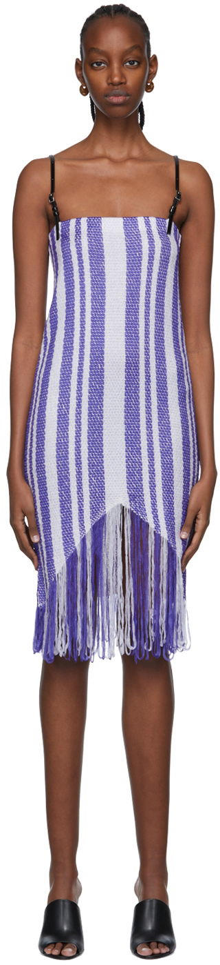 Mekko JW Anderson Striped Fringe Mini Dress Violetti | KW0619-YN0185