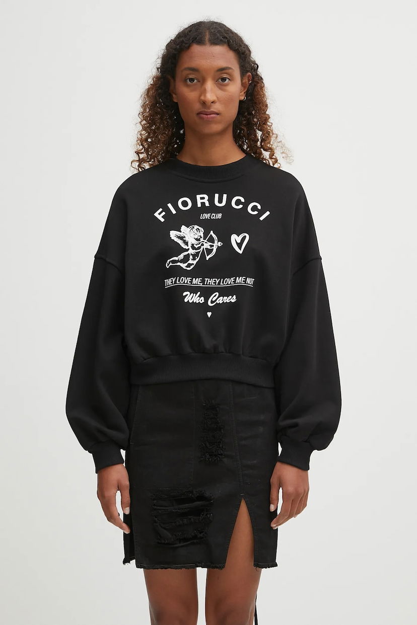 Huppari Fiorucci Fiorucci Cupid Love Club Print Cropped Sweatshirt Musta | W02FPSCR269CJ05BK01