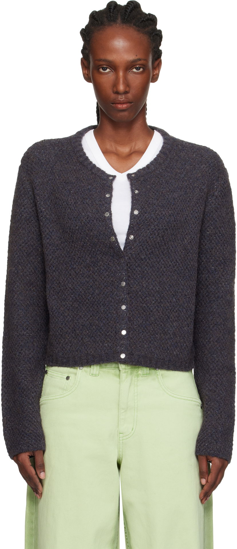 Villapaita Eckhaus Latta Eckhaus Latta Yak Snap Cardigan Tummansininen | 8257-EL-PF25-M -