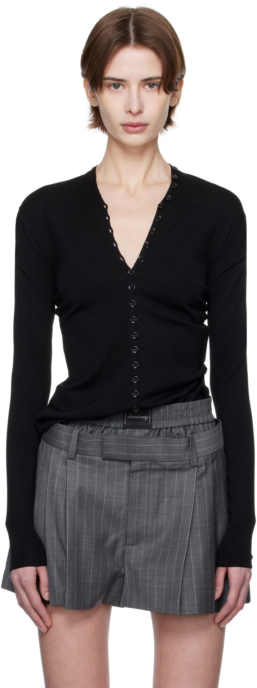 Villapaita Alexander Wang Alexander Wang Long-Sleeve Button Cardigan Musta | 1KC1253017