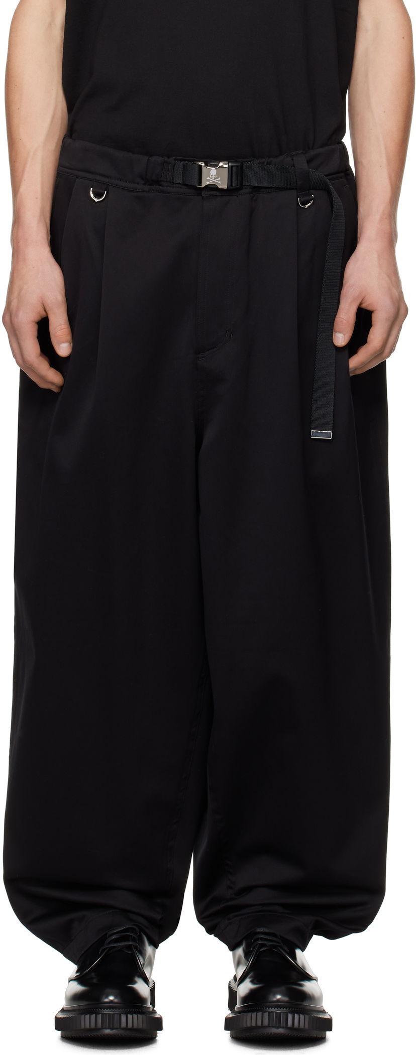 Housut Mastermind WORLD Belted Wide Fit Easy Trousers Musta | MW24S13-PA011-017