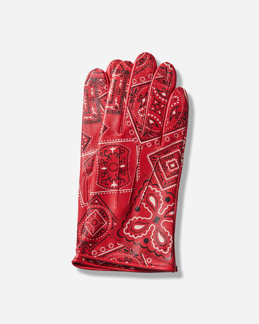 Käsineet KAPITAL Leather Cookie Bandana Gloves Punainen | K2409XG506 RED