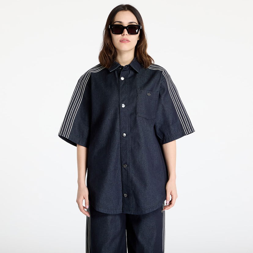 Paita adidas Originals adidas Denim Short Sleeve Shirt Tummansininen | JJ3146