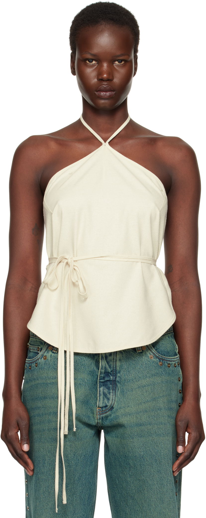 Tankkitoppi Baserange Baserange Mar Halter Neck Wrap Camisole Beige | TOMA-WS-000
