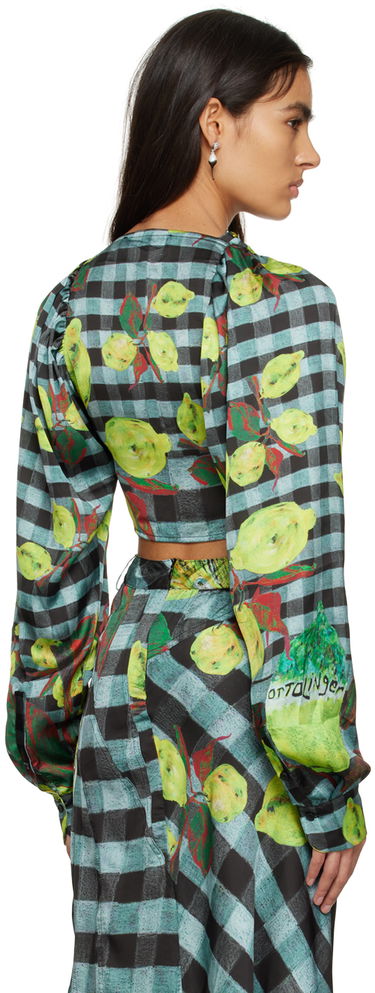 Crop top Ottolinger Ottolinger Lemon Gingham Tie-Front Crop Top Vihreä | 1101204, 2