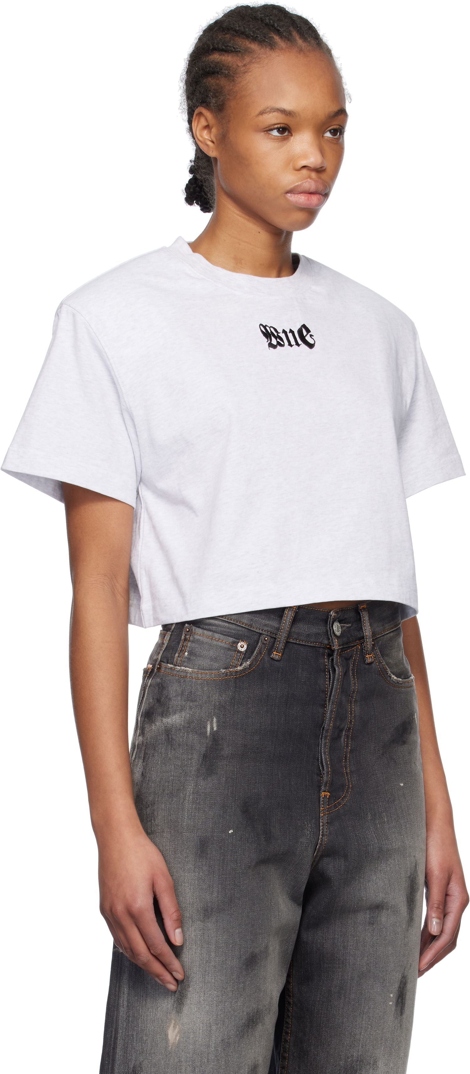 Crop top We11done We11done Cropped T-Shirt with Shoulder Pads Harmaa | WD-TT0-25-712-W-GY, 1