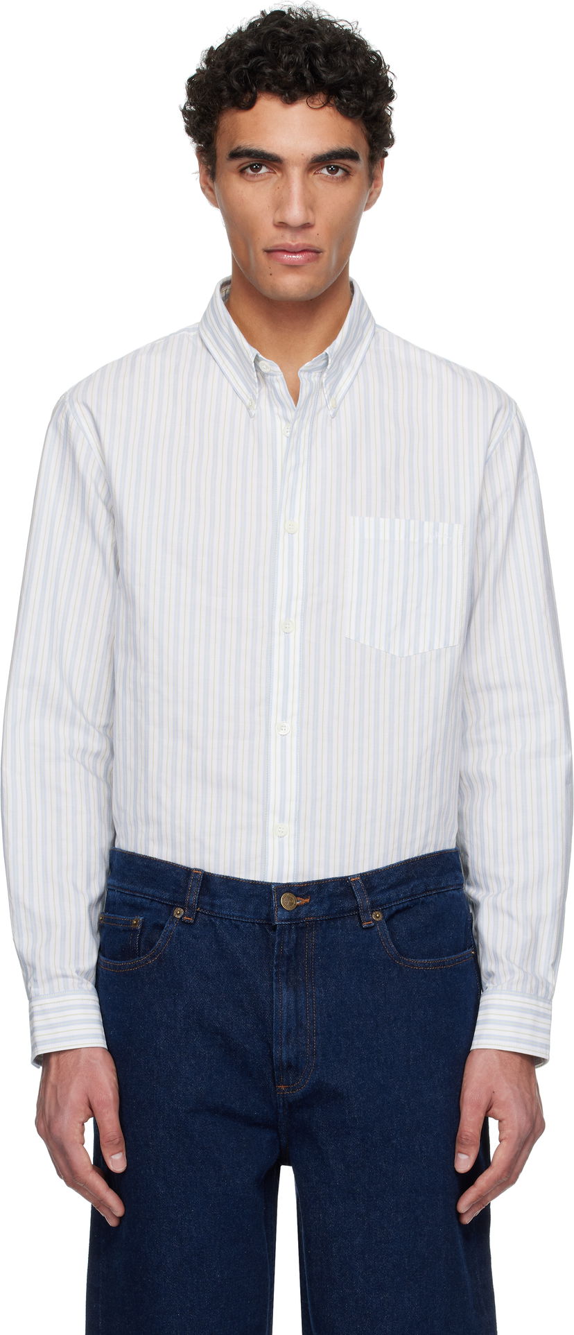 Paita A.P.C. A.P.C. Edouard Brodée Striped Button-Down Shirt Valkoinen | COHFZ-H12509