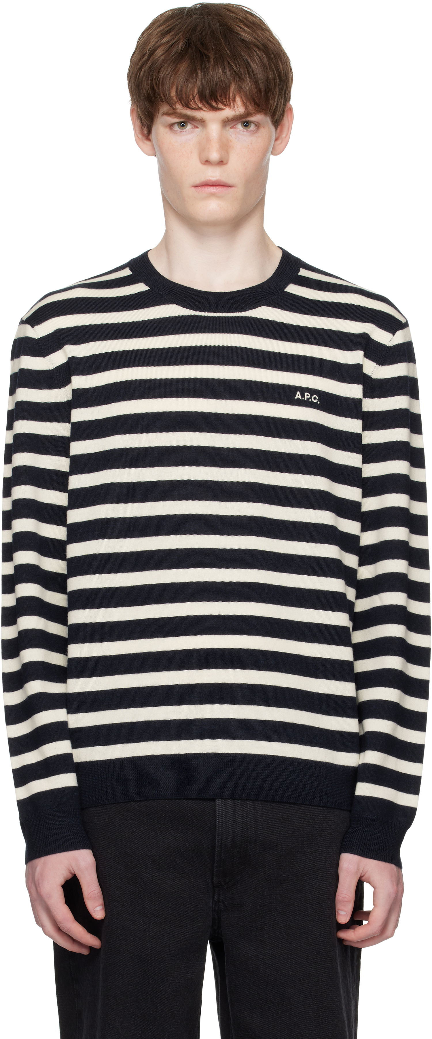 Villapaita A.P.C. A.P.C. Matthias Striped Sweater Tummansininen | WVBEC-H23431, 0