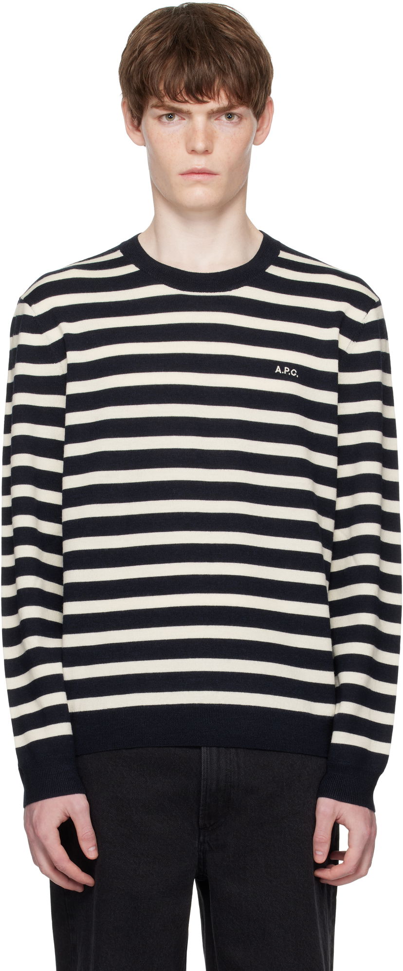 Villapaita A.P.C. A.P.C. Matthias Striped Sweater Tummansininen | WVBEC-H23431