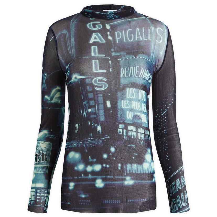 T-paita Jean Paul Gaultier Pigalle Print Mesh Top Musta | 2430FTO206T55259560100