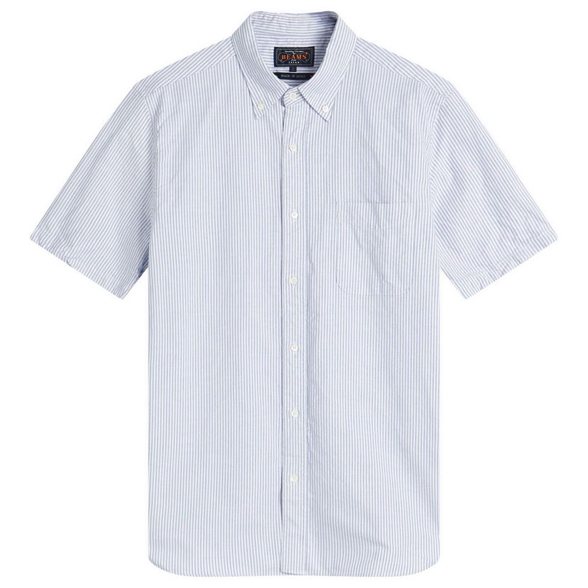 Paita BEAMS Beams Plus Button Down Short Sleeve Shirt, Size Large Sininen | 3801-0025-139-75