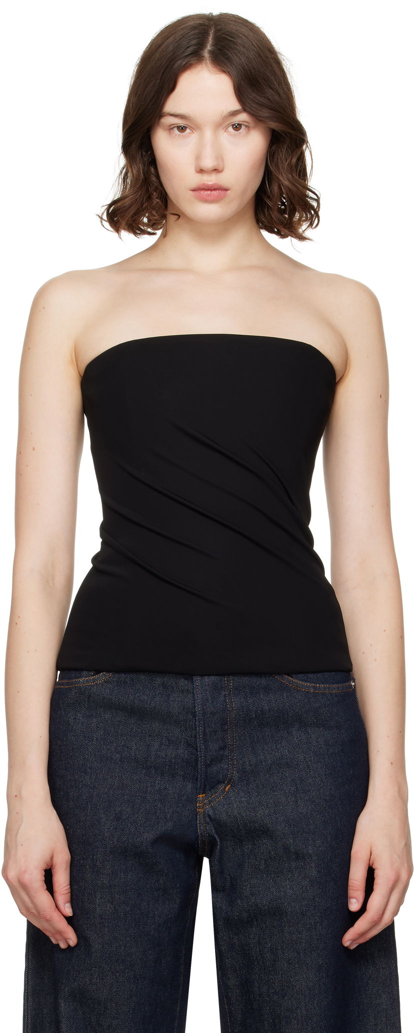 Tankkitoppi Versace Versace Strapless Twisted Top Musta | 1020826_1A14475