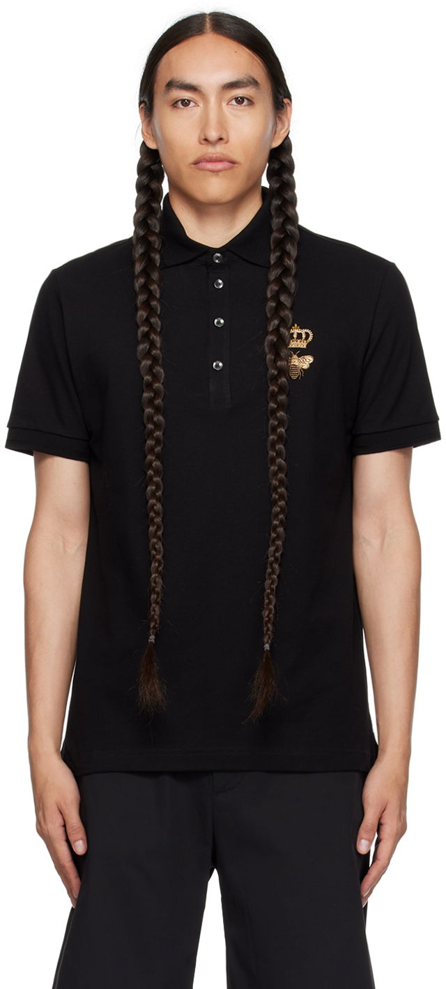 Poolopaita Dolce & Gabbana Black Embroidered Polo Musta | G8LZ1ZG7WUR