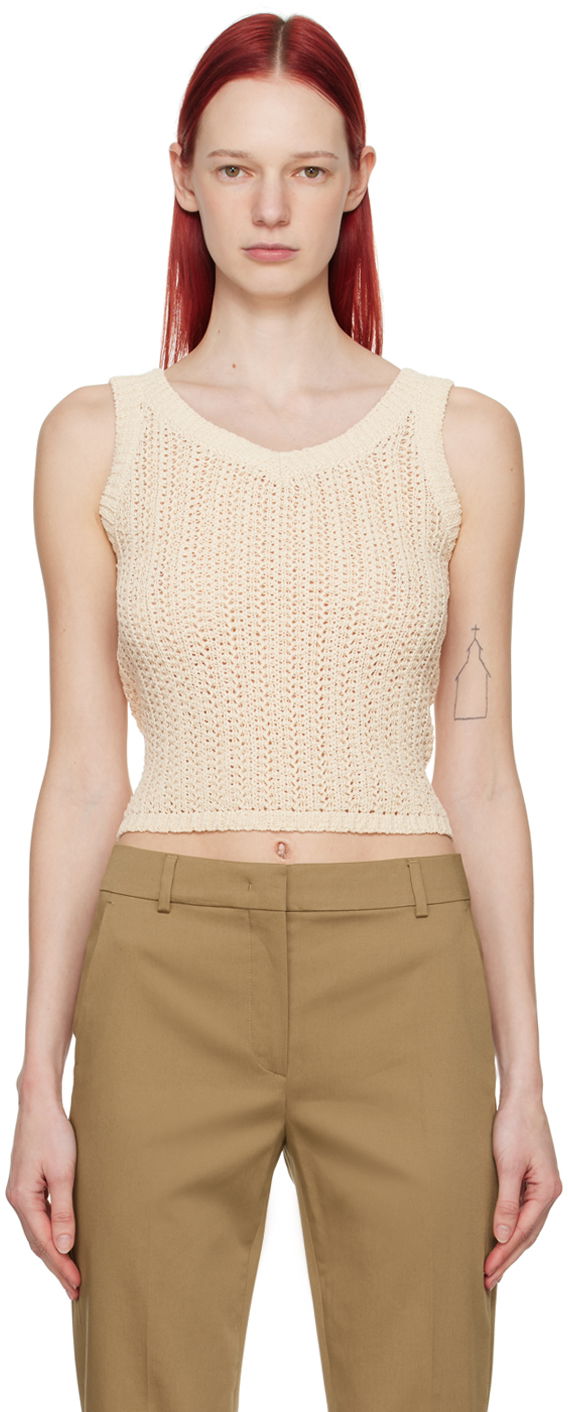 Villapaita Max Mara Max Mara Women's Arrigo Knitted Tank Top Beige | 2411361032600