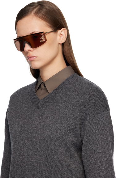 Aurinkolasit FENDI 'FF' Squared Sunglasses Ruskea | FE40168UW0032G 192337229985, 3