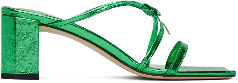 Tennarit ja kengät BY FAR June Metallic Leather Heeled Sandals Vihreä | 23SSJUNSCVGA