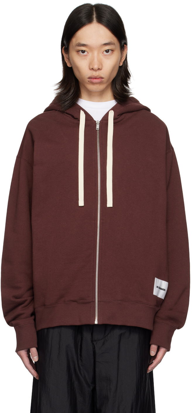 Huppari Jil Sander Jil Sander Logo Patch Zip Hoodie Ruskea | J47HG0101_J20039